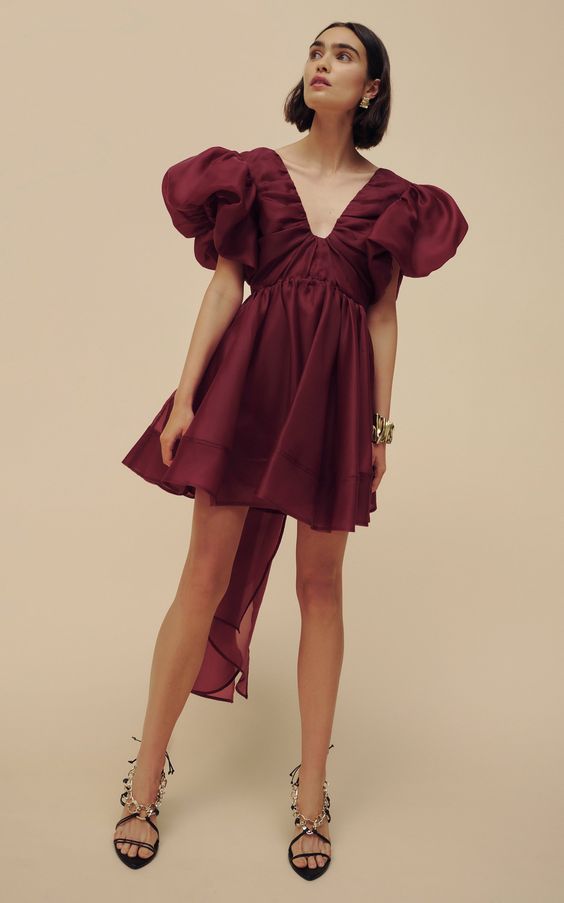 Gretta Organza Mini Dress - Wine