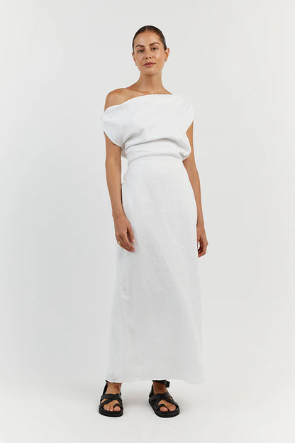 Cass Linen Dress - White