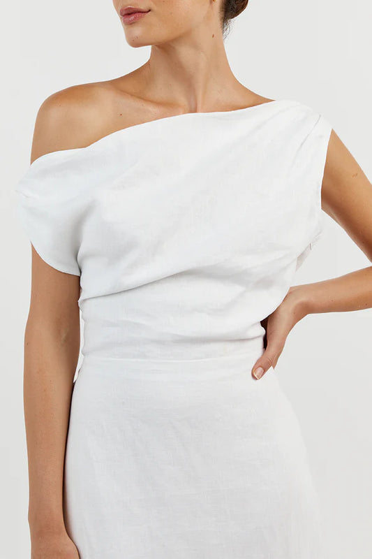 Cass Linen Dress - White