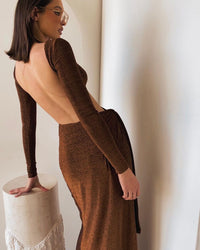 Christina Backless Maxi Wrap Dress - Meshki