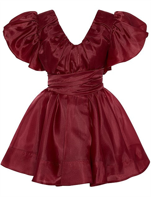 Gretta Organza Mini Dress - Wine