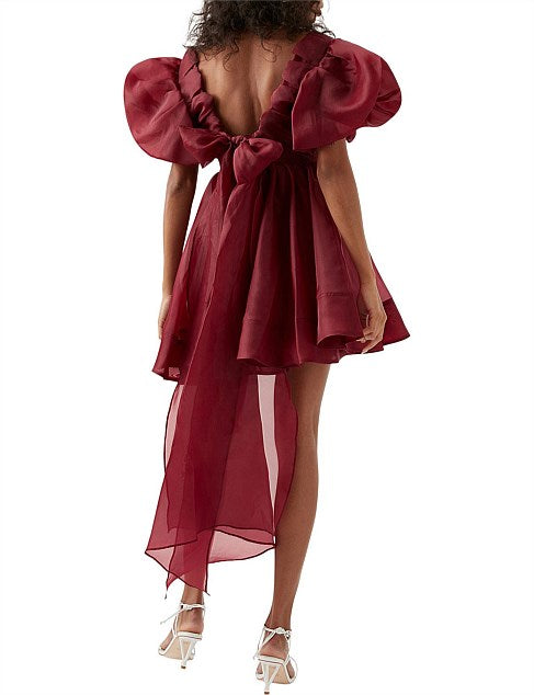 Gretta Organza Mini Dress - Wine