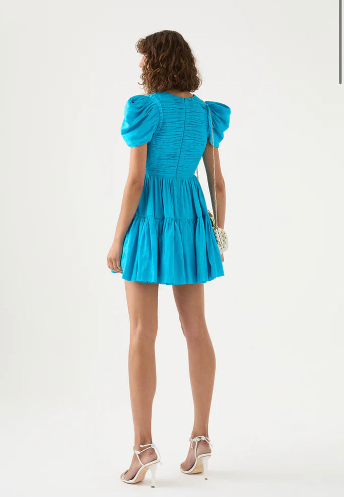 Severine Tiered Mini Dress Sky Blue - Aje