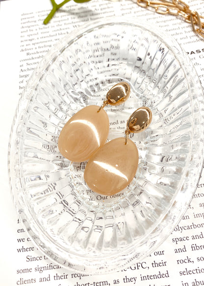 Lucien Earring - Gold/Nude Stone