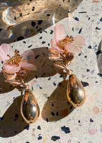 Pink Orchid Earring - Pink/Gold