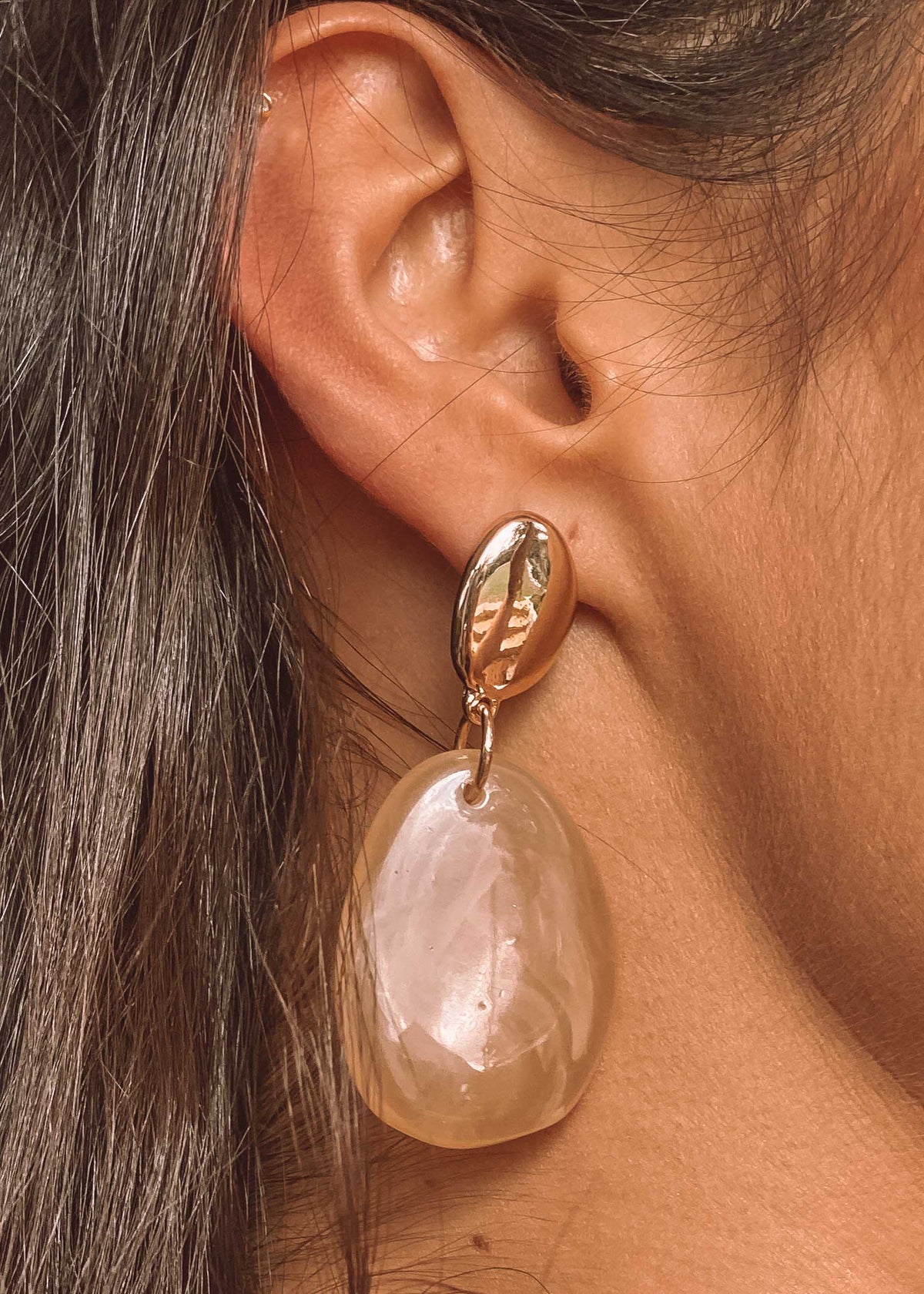 Lucien Earring - Gold/Nude Stone