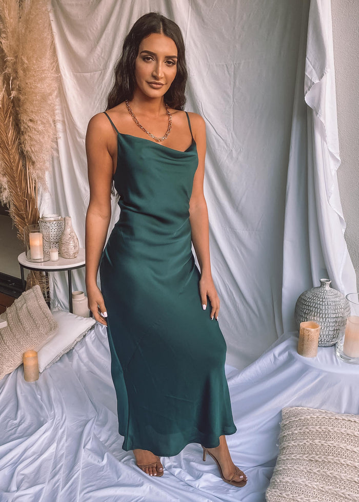 Luxe Bias Cowl Slip Dress (Emerald) - Shona Joy