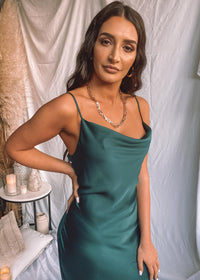 Luxe Bias Cowl Slip Dress (Emerald) - Shona Joy